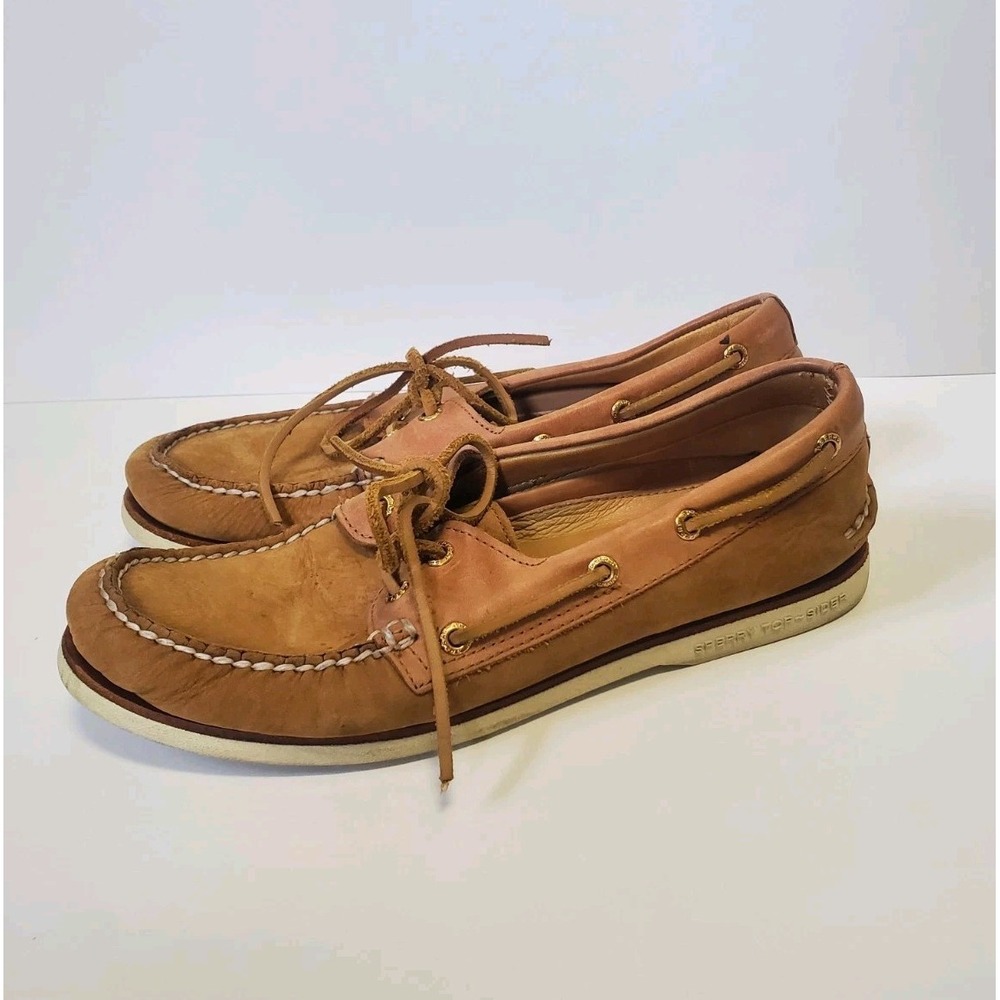 Sperry Gold Cup Boat Shoes Men's 8.5 Tan Brown Leather 2-Eye Top Sider - Picture 5 of 12